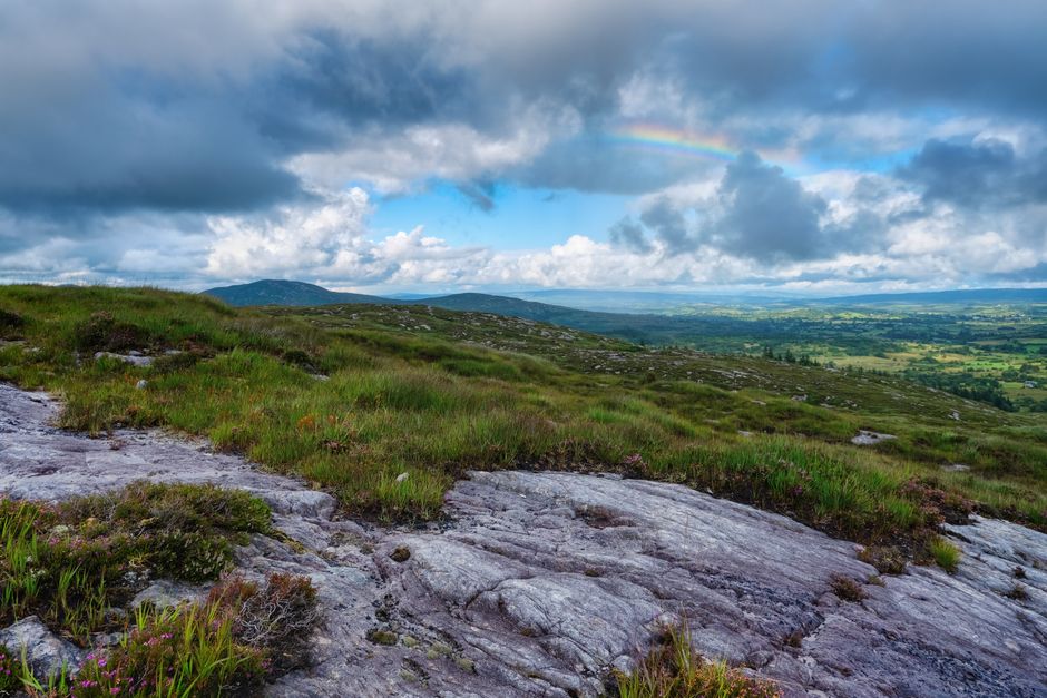Rainbow over green countryside in Sligo, Ireland