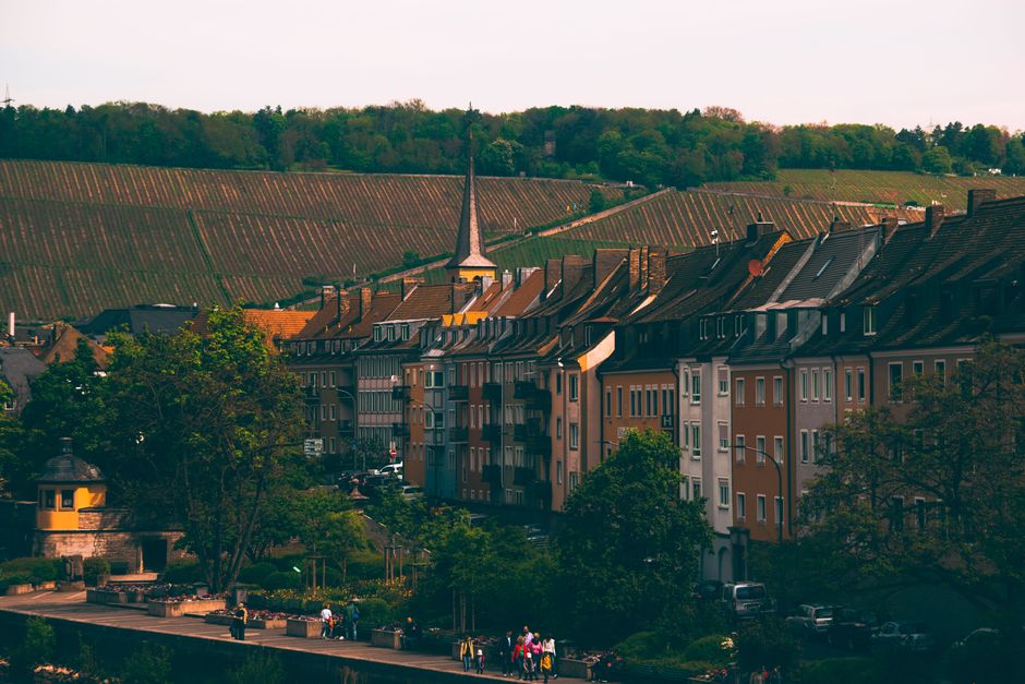 Würzburg old town and vineyards, the northern start of the Romantic Road